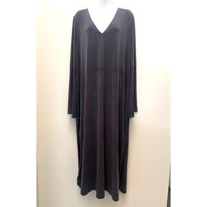 Free People Womens Long Bell Sleeve V-Neck Dress Dark Gray Large goth witchy